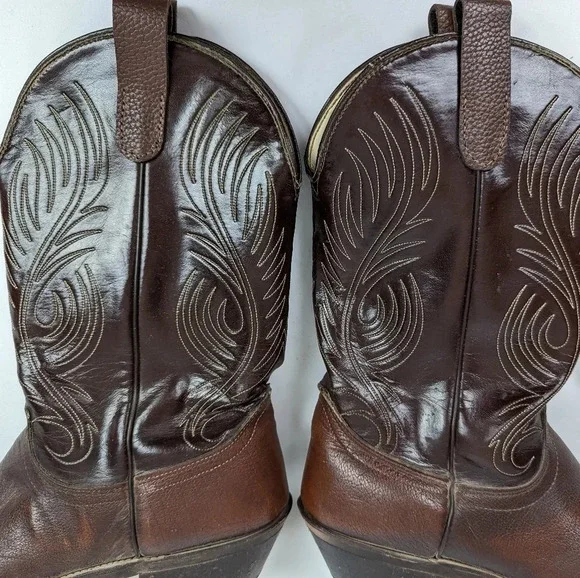 Laredo Vintage Mens 10 D Leather Western Cowboy Boots  Pointed Toe Embroidered - Picture 9 of 16